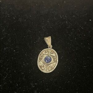 Hand Crafted Silver Pendant with Blue Stone